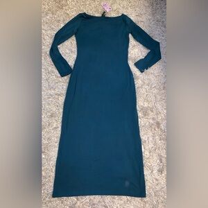 Wild Fable Teal Long Sleeve Boat neck Cotton Dress size XS NWT